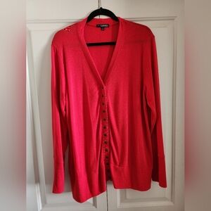 Women's Red Sweater with snap front details